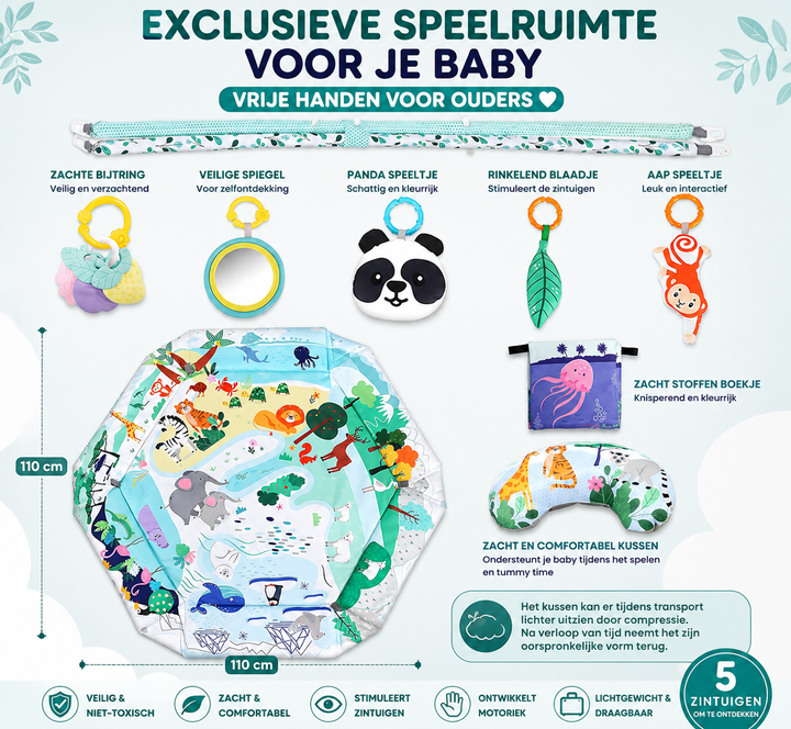 8-in-1 Baby Gym & Ballenbak | Wasbaar Speelkleed met Speeltjes