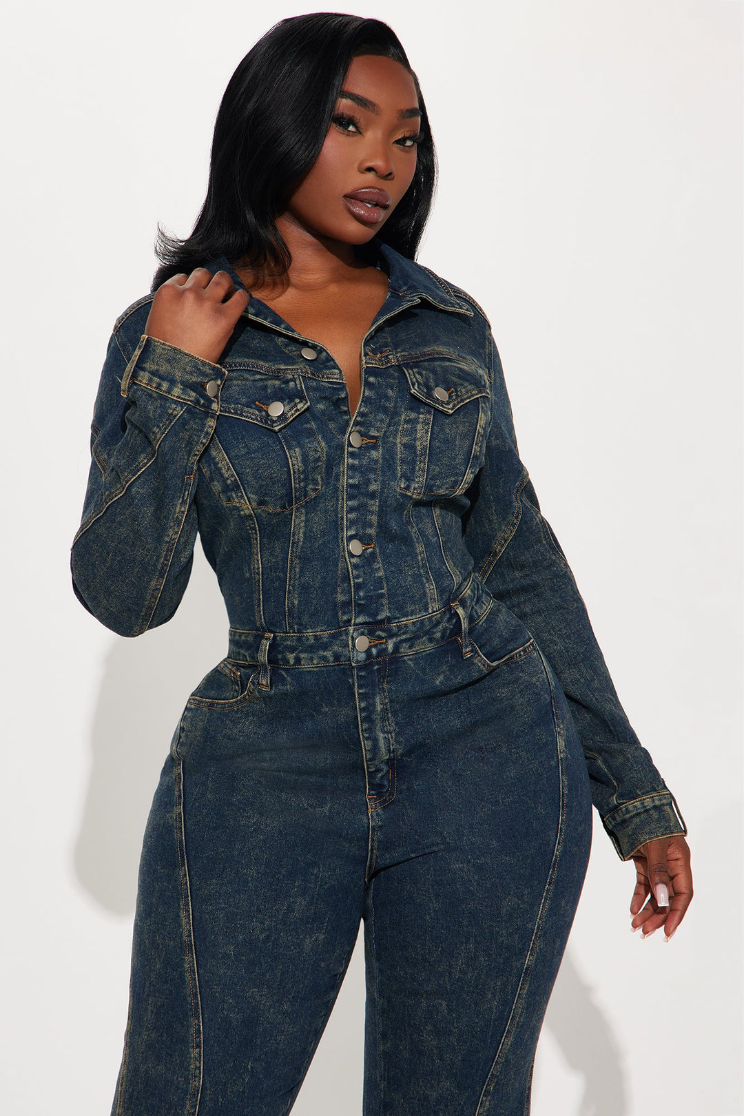 Denim Jumpsuit | Rechte Pijpen & Lange Mouwen - Comfort & Stijl