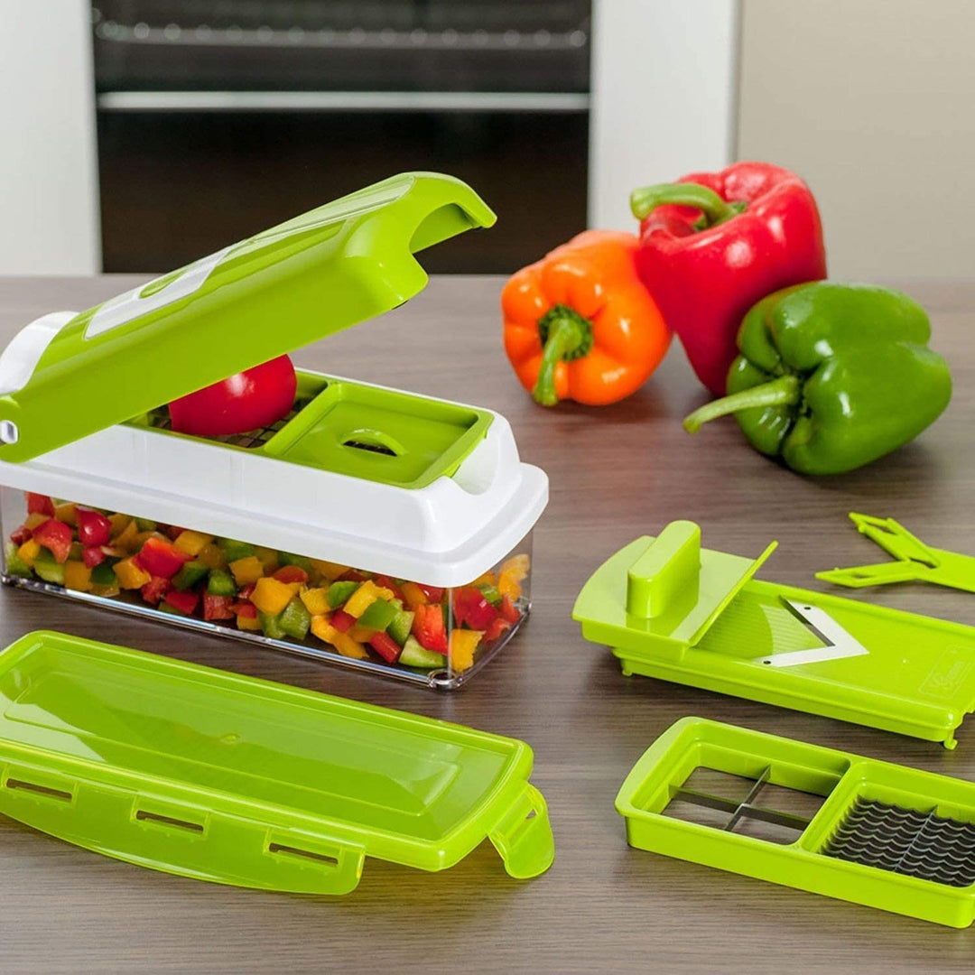 Veilige groentesnijder voor het snel snijden van ingrediënten, perfect voor wokgerechten en gezonde maaltijden.