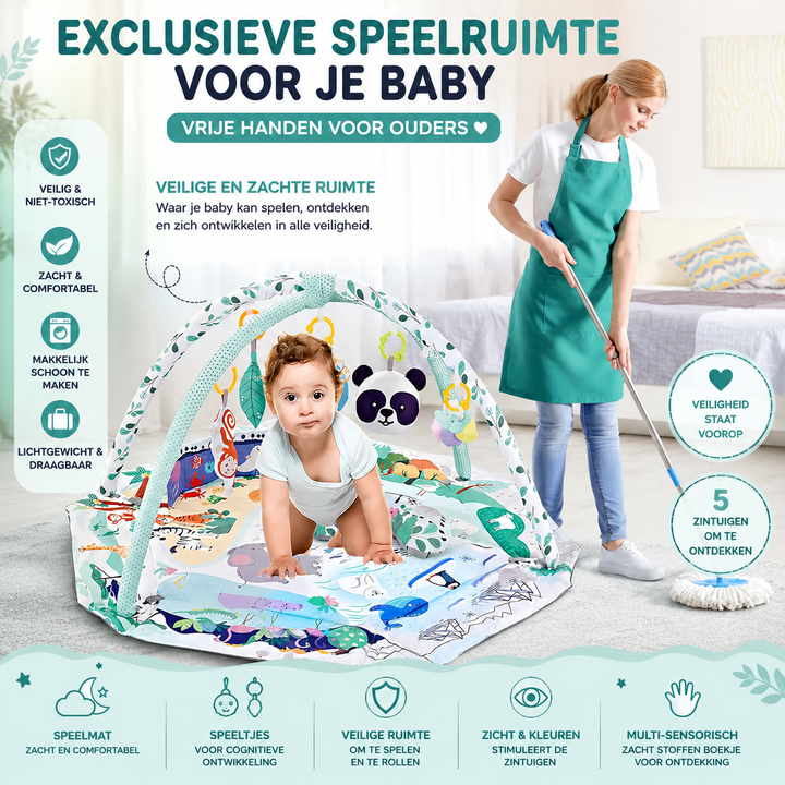 8-in-1 Baby Gym & Ballenbak | Wasbaar Speelkleed met Speeltjes