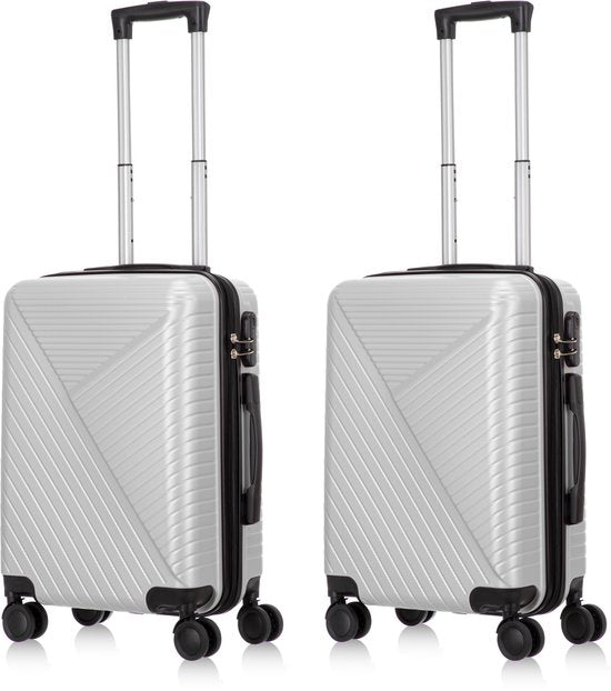 Complete 2-delige hardcase kofferset, geschikt als handbagage en ruime reiskoffer.