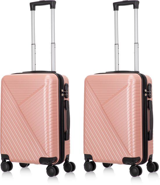 Praktische 2-delige hardcase set met 360 graden wielen en TSA-slot, voor elk reisavontuur.