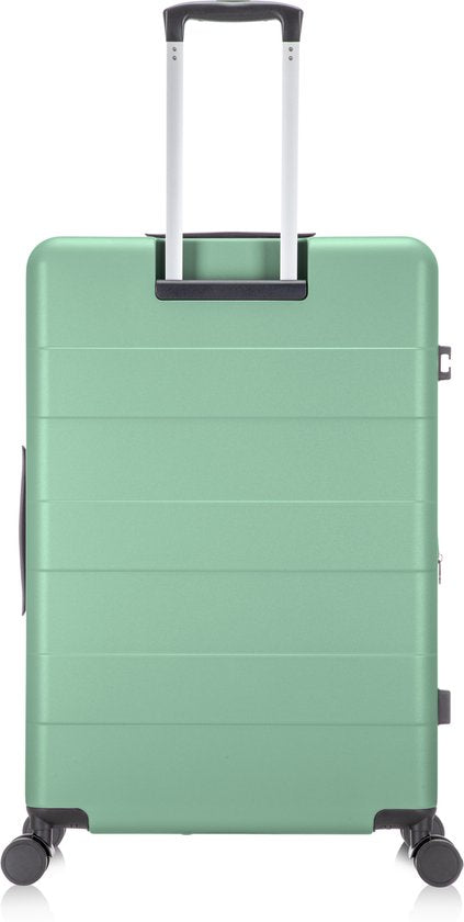 Complete harde kofferset (2-delig) met laptopvak, uitbreidbaar en voorzien van TSA slot en 360° wielen.