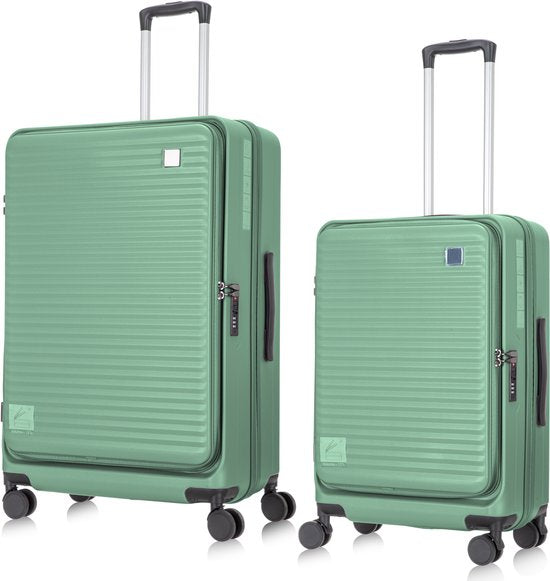 Moderne harde trolleyset met laptopvak, perfect voor zowel korte als lange zakenreizen en vakanties.