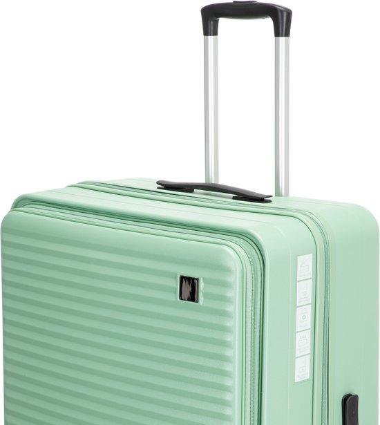 Set van twee harde reiskoffers met veilig laptopvak, TSA slot en 360° wielen. Perfect voor slim reizen.