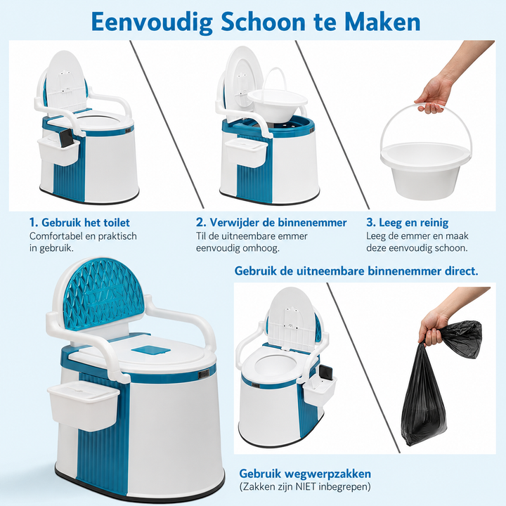 Draagbaar Toilet voor Volwassenen & Ouderen - 19L Commode