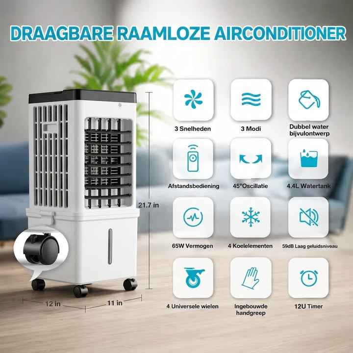 Mobiele Raamloze Airconditioner | Snel Koel Comfort