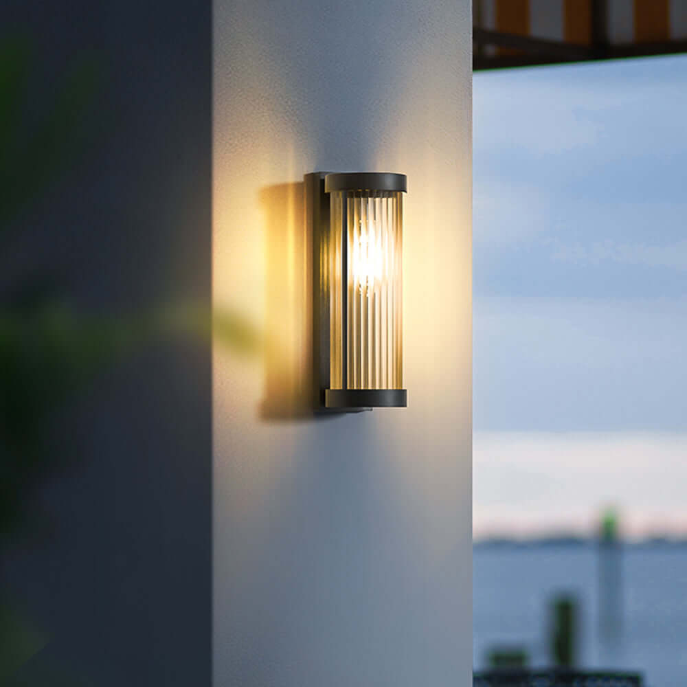 Moderne Buitenlamp Cilindrisch Metaal & Glas