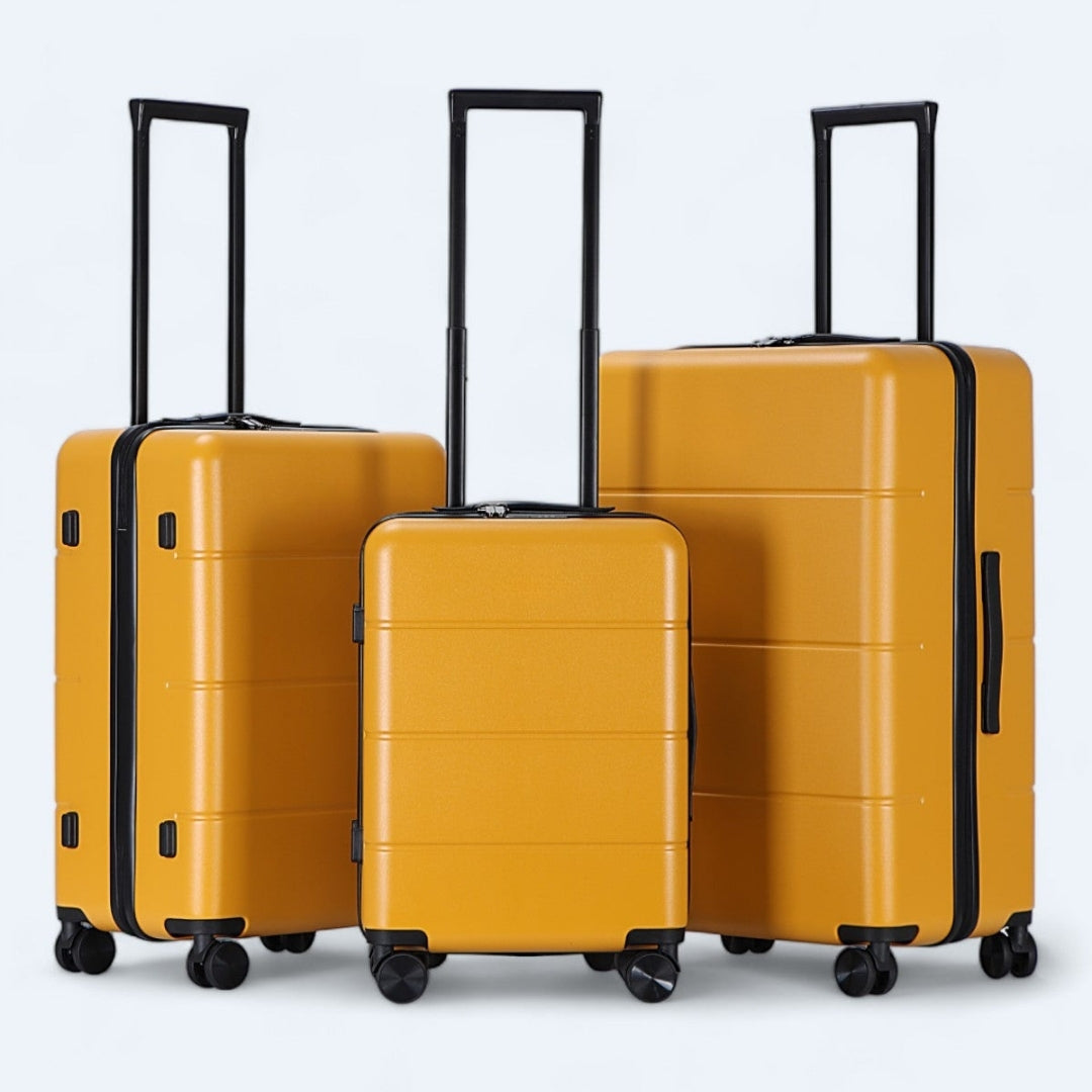 Robuuste 3-delige reiskoffer set, perfect voor vakantie en stedentrip.
