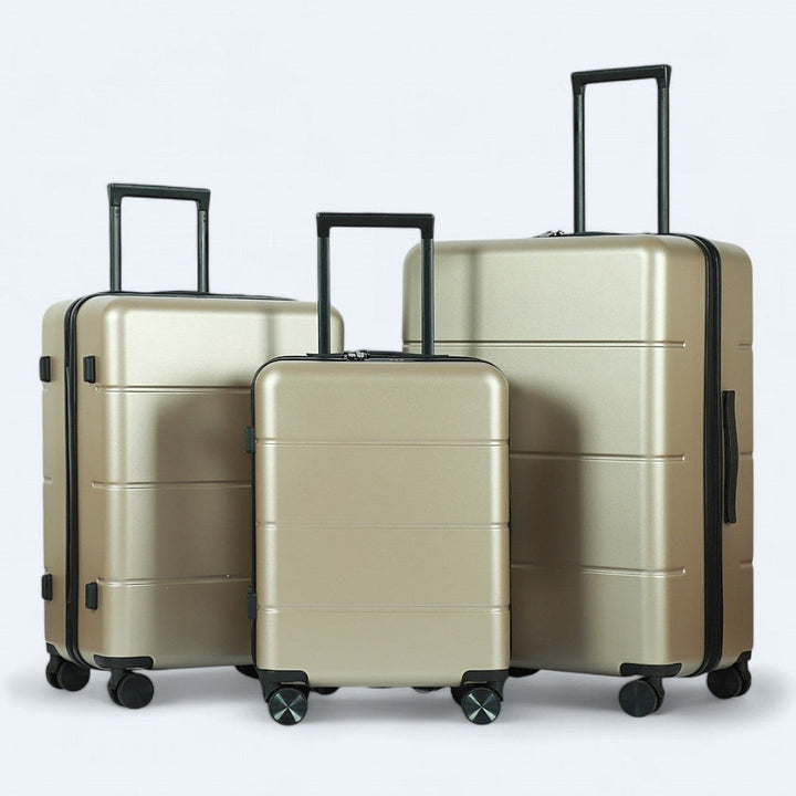 Flexibele Atlas Explorer reiskoffer set, harde schaal en robuust.