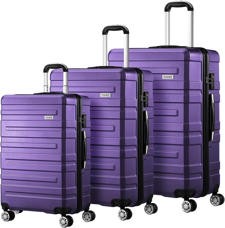 Complete zwarte hardshell kofferset met soepele spinnerwielen en geïntegreerd TSA-slot.