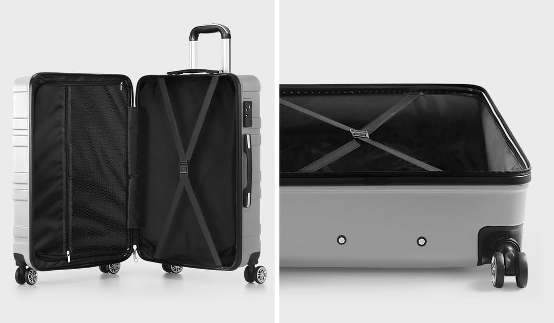 Antraciet hardshell kofferset (3-delig) met soepele spinnerwielen en veilig TSA-slot.