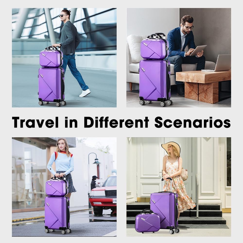 Blauwe hardshell spinner bagage set (3-delig) met TSA-slot en verstelbaar trolleyhandvat.