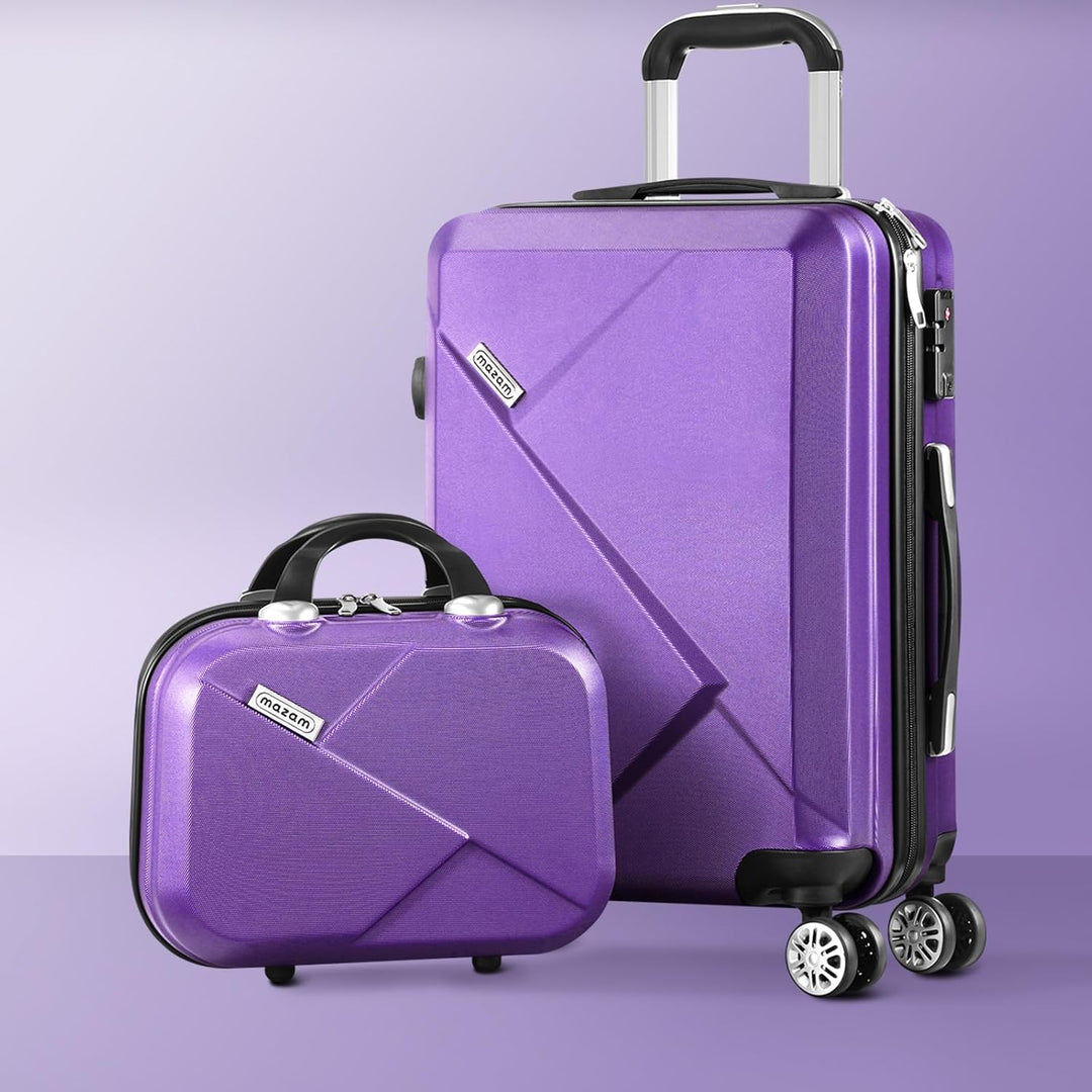 Zilveren hardshell kofferset (3 stuks) met TSA-slot, geschikt voor vliegreizen en vakanties.