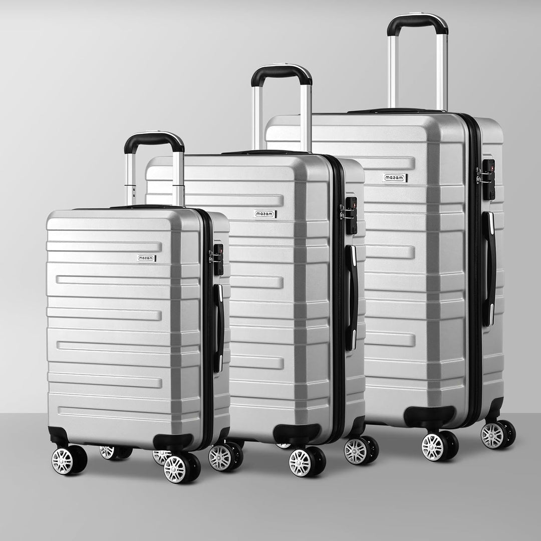 Zwarte hardshell reisbagage set met TSA-slot en comfortabele handgrepen, 3 stuks.