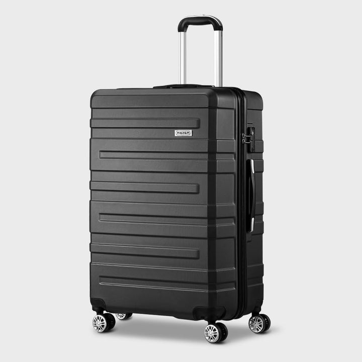 Grijze hardshell kofferset, 3-delig, met TSA-slot en handige elastische pakriemen.