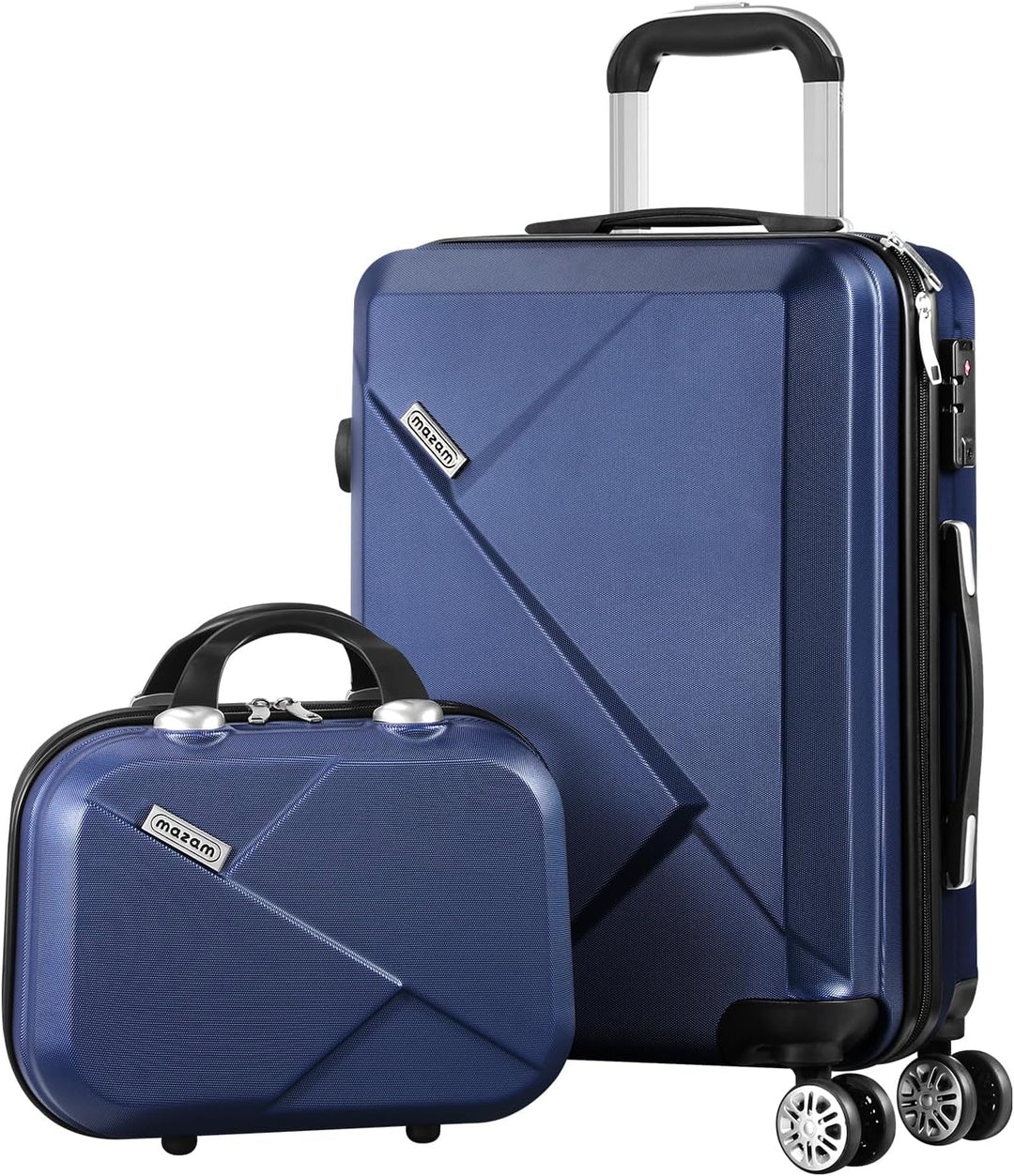 Zwarte hardshell kofferset met TSA-slot en robuuste ritsen voor extra veiligheid, 3-delig.