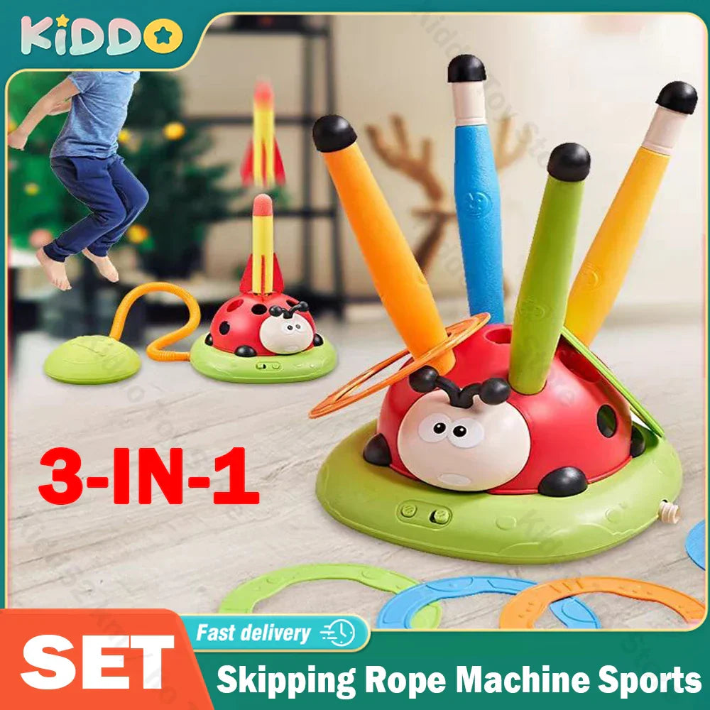 3-in-1 sport speelgoed springtouw machine, trainingsspeelgoed, kleurrijk ontwerp, automatisering, geschikt voor kinderen