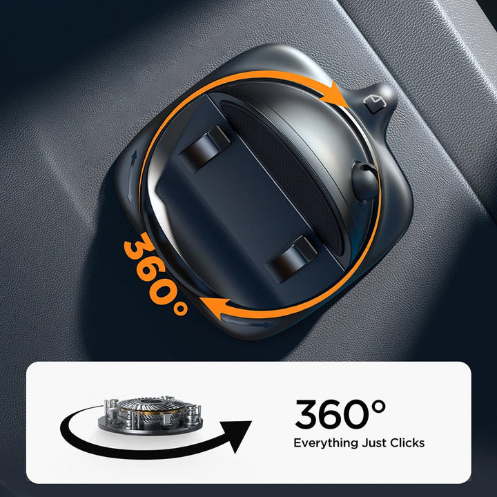 "360° draaibare telefoonhouder voor auto, met sterke grip en eenvoudige installatie, perfect voor elke smartphone"