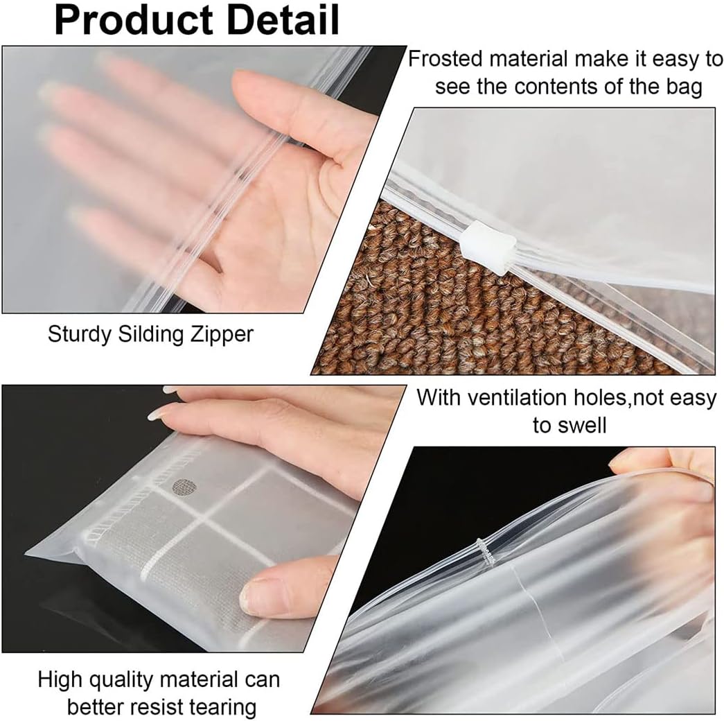 Set van 40 matte zip zakjes met ventilatiegaten, ideaal voor ademende en georganiseerde kledingopslag.