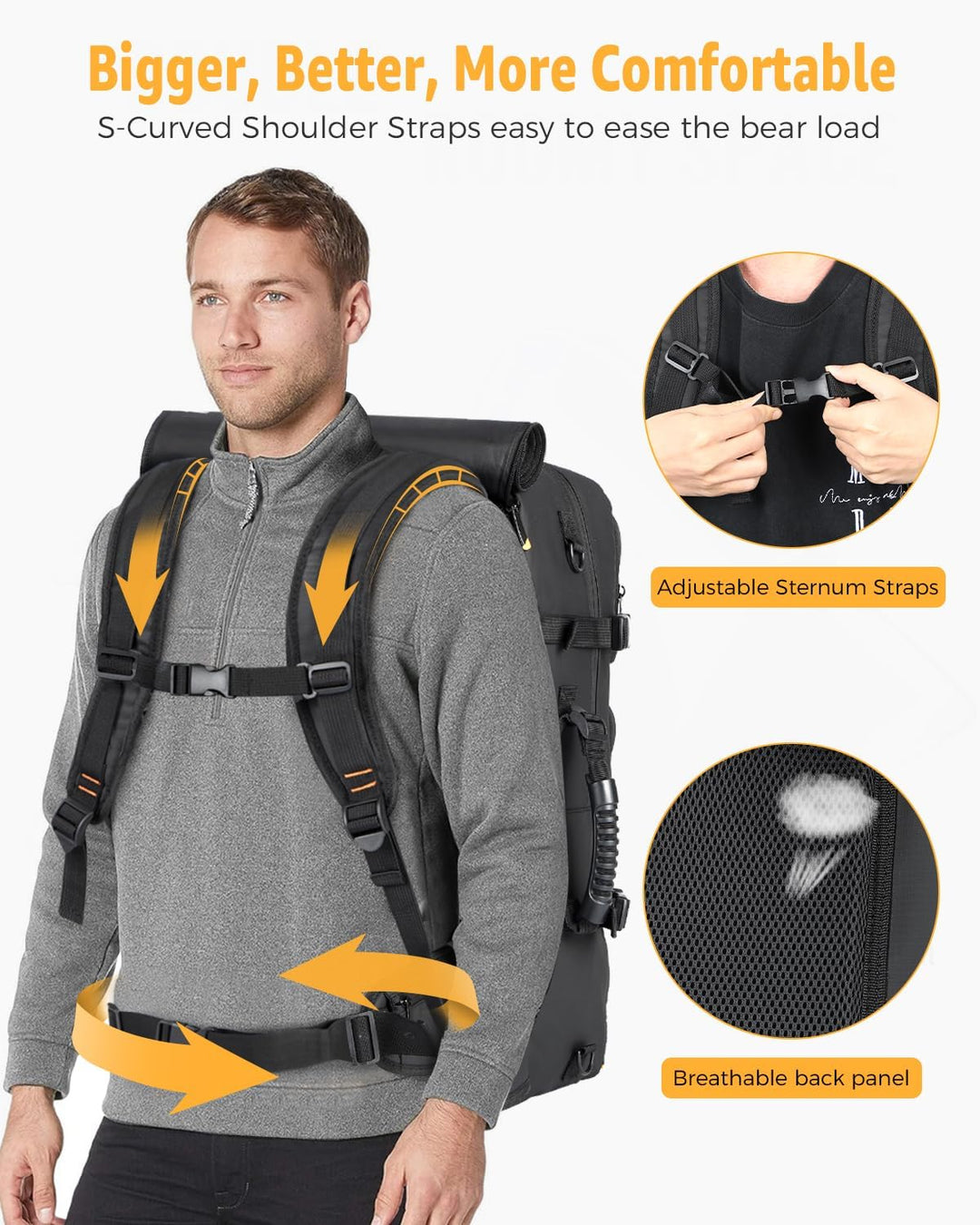 Veelzijdige 50L reisrugzak met handig schoencompartiment en USB-poort. Ideaal voor reizigers.