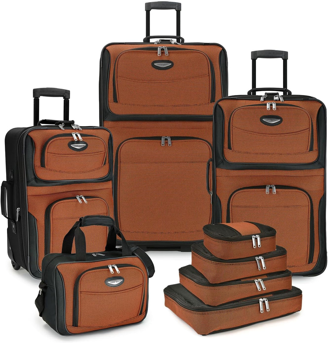 8-delige softshell bagageset van TravelMax met inpakblokken & TSA-slot. Ideaal voor georganiseerd reizen.