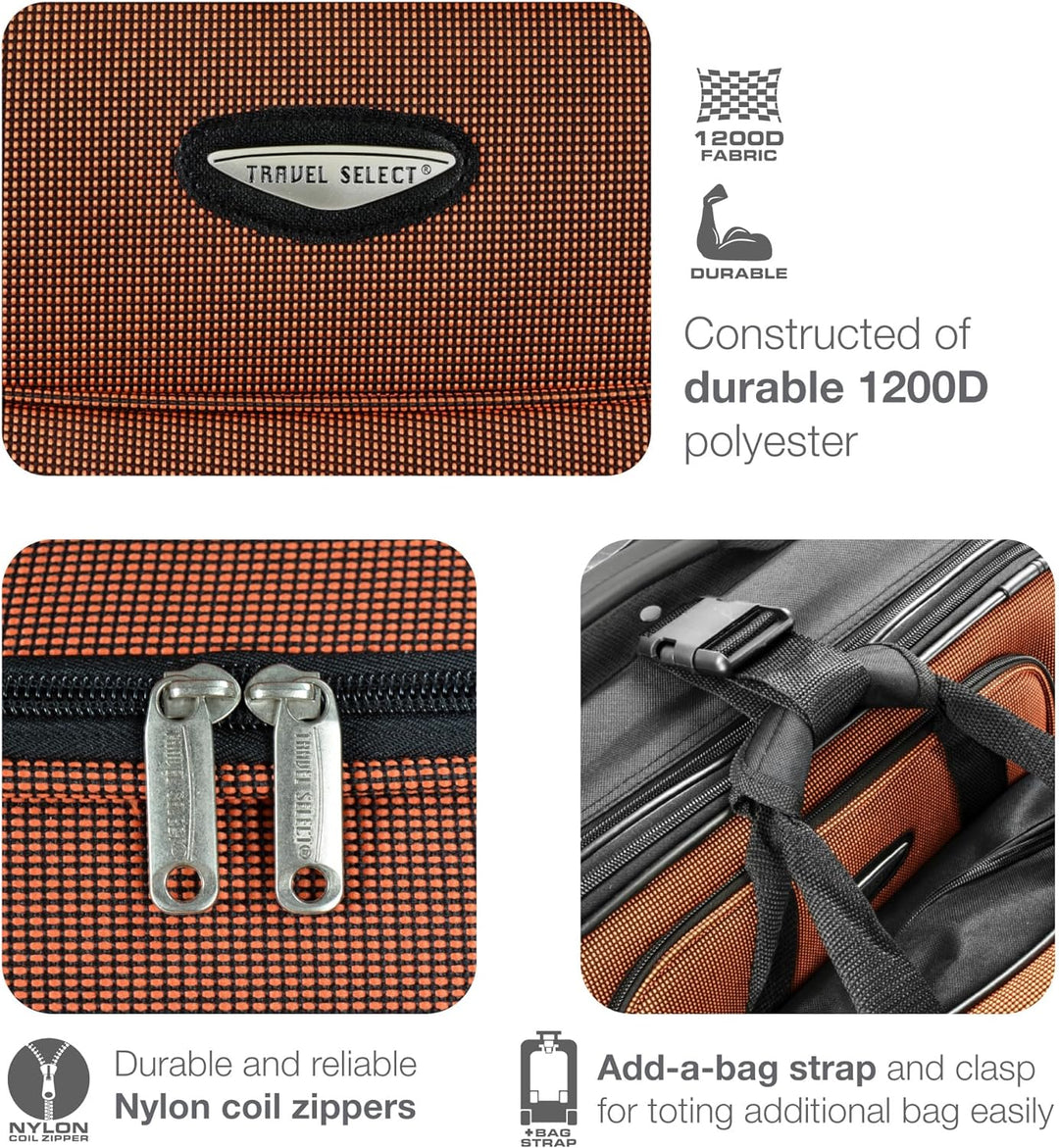 Volledige 8-delige softshell bagageset, klaar voor uw vakantie. Inclusief inpakblokken en TSA-slot.