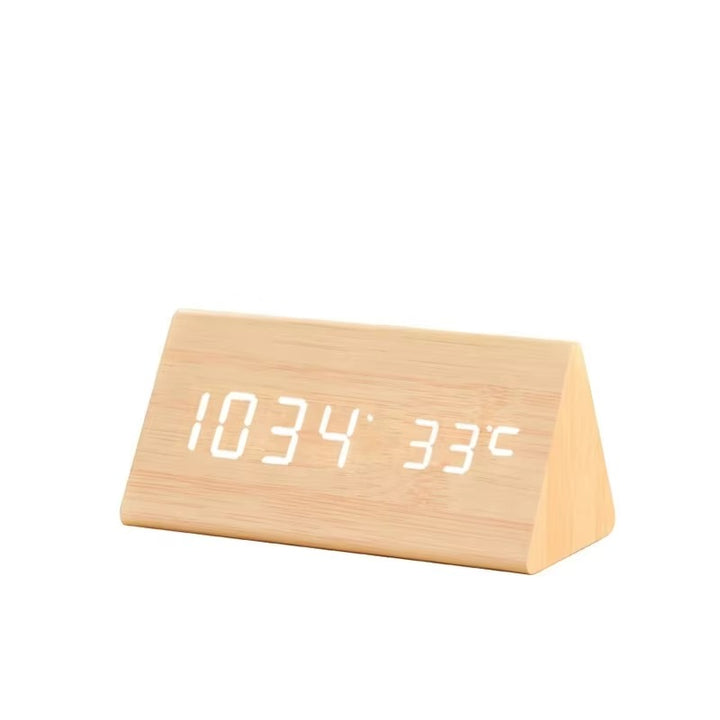 Moderne Digitale Wekker met Houtlook LED Display en Spraakbesturing