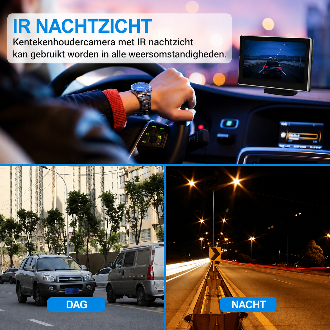 Draadloze Achteruitrijcamera | Nachtzicht 20m | Voor Auto & Camper