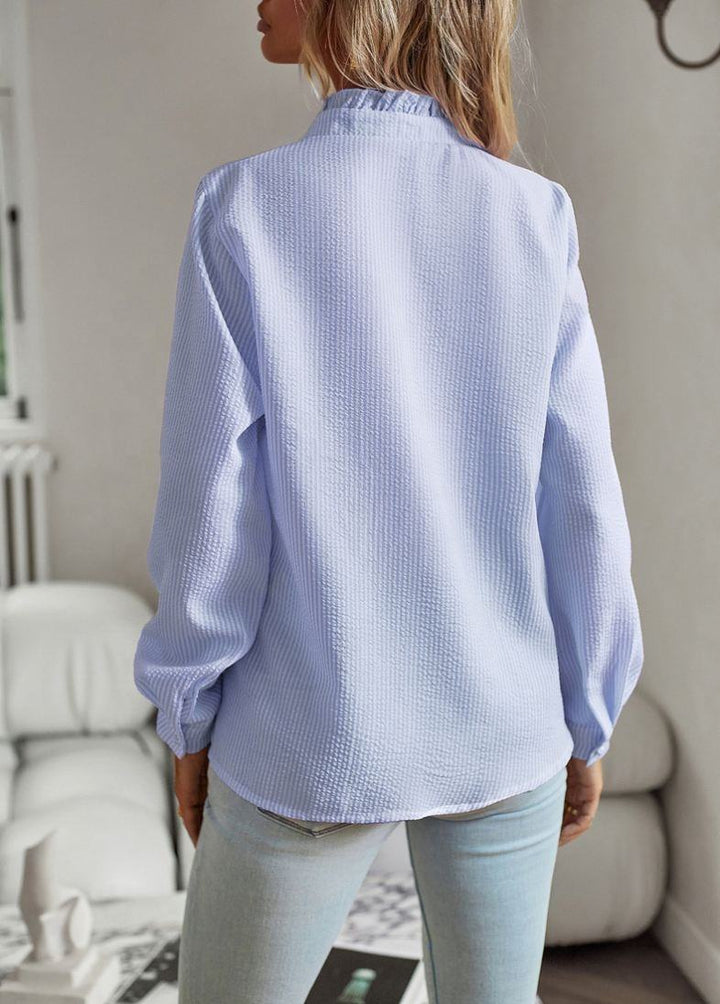 Dames Blouse met Lange Mouwen, Ruches en Elegante Structuur
