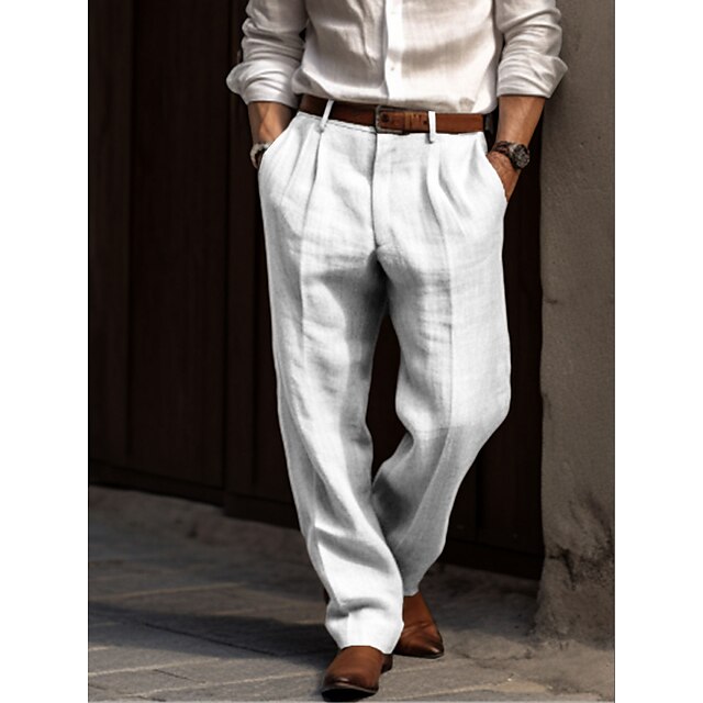 Heren linnen broek met regular fit, vlekbestendig en super comfortabel. Geschikt voor zowel nette als casual outfits.