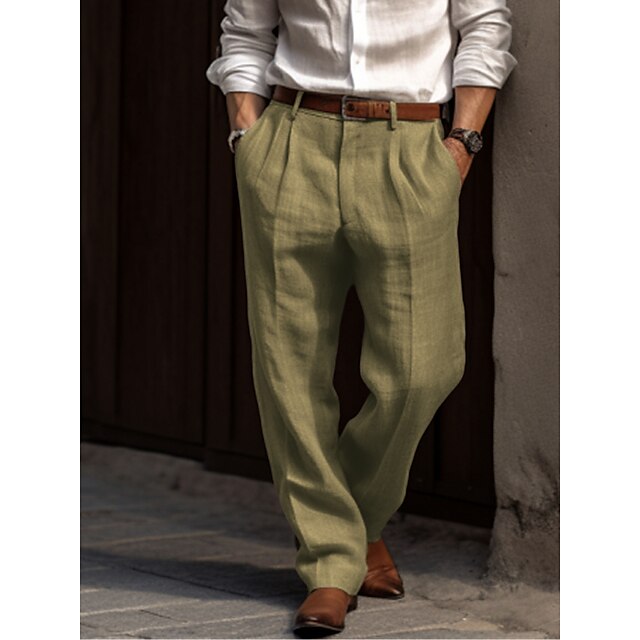 Comfortabele en ademende linnen broek voor heren. Veelzijdig voor elke dag, casual of netjes, lente tot zomer.