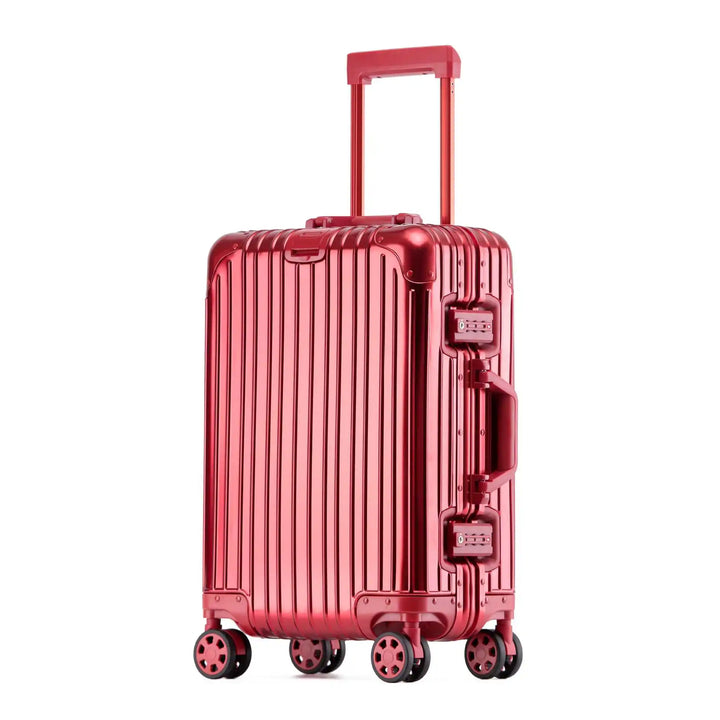 Veilige aluminium bagage koffer met TSA-slot en soepele spinnerwielen voor zorgeloos reizen.