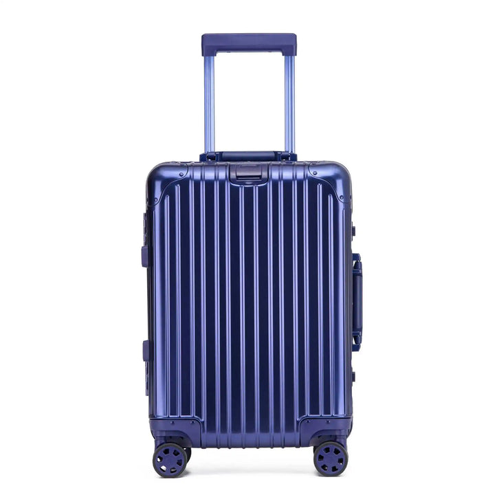 Comfortabel reizen met deze lichtgewicht, krasbestendige aluminium reiskoffer en soepele wielen.