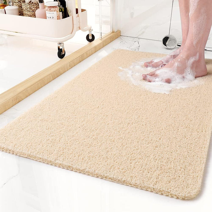 Schimmelwerende antislip badmat, gemakkelijk te reinigen en snel droog. Duurzaam badkameraccessoire.