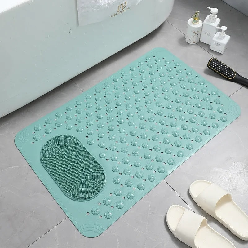 "Antislip douchemat met voetenscrub, biedt veiligheid en comfort, grijs, PVC, ideaal voor elke badkamerstijl en doucheroutine