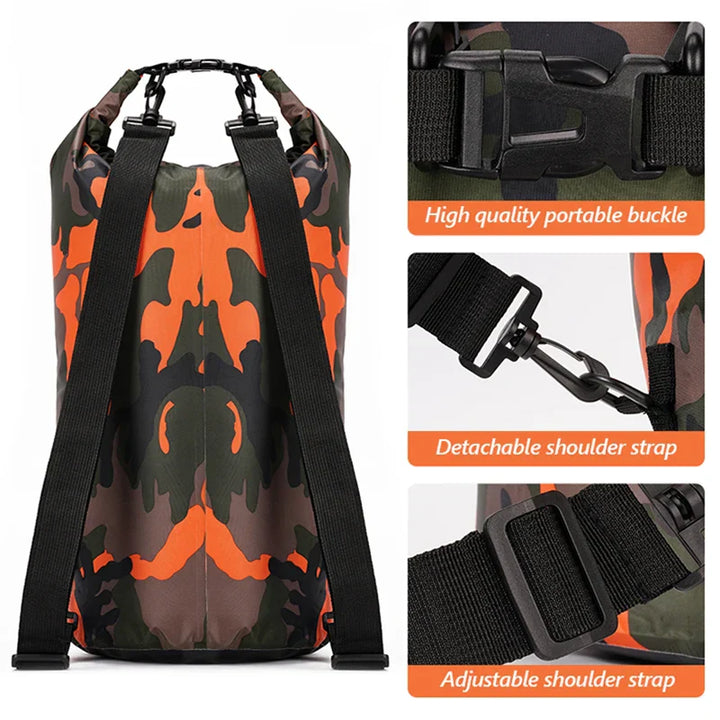 Compacte outdoor rugzak met slimme nat/droog scheiding, perfect voor kamperen en reizen.