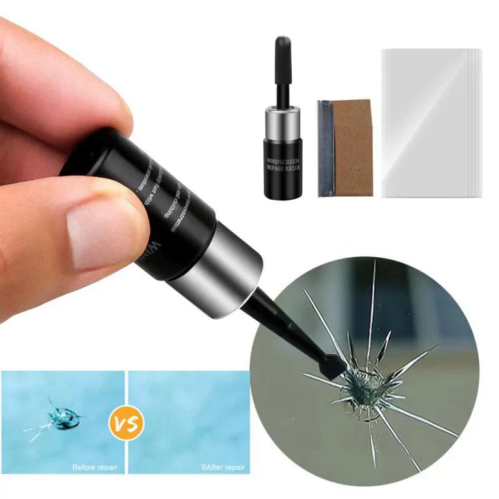 Auto glas reparatie kit voor doe-het-zelf herstel van voorruit scheuren en chips. Voordelig en snel.
