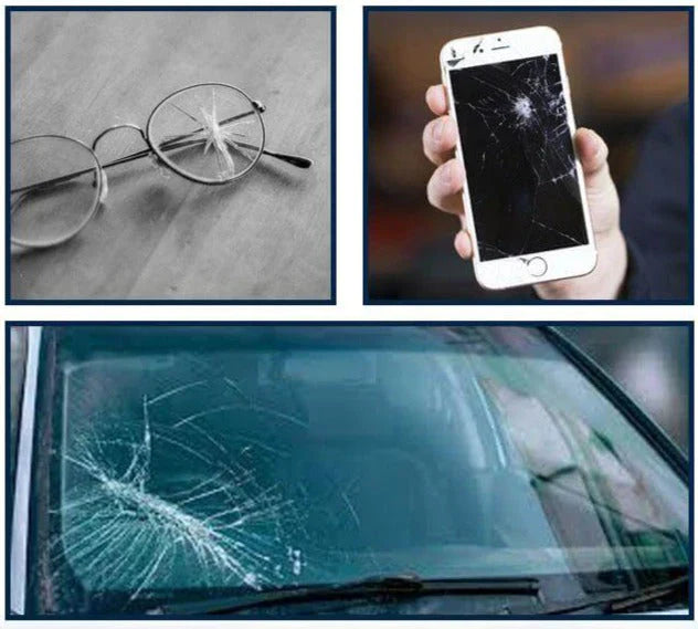 Handen gebruiken de voorruit reparatie kit om een sterretje in autoglas zelf te repareren. Doe-het-zelf onderhoud.