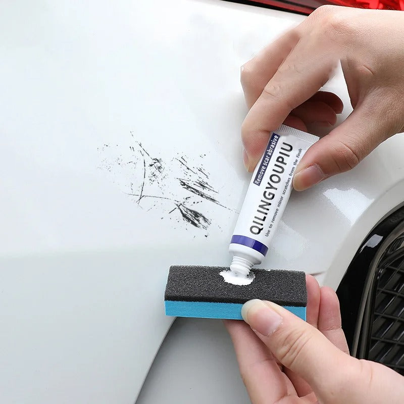 "Autokrasverwijderaar, crème en spons voor minder zichtbare krassen op autolak, oppervlakkige schade herstel"