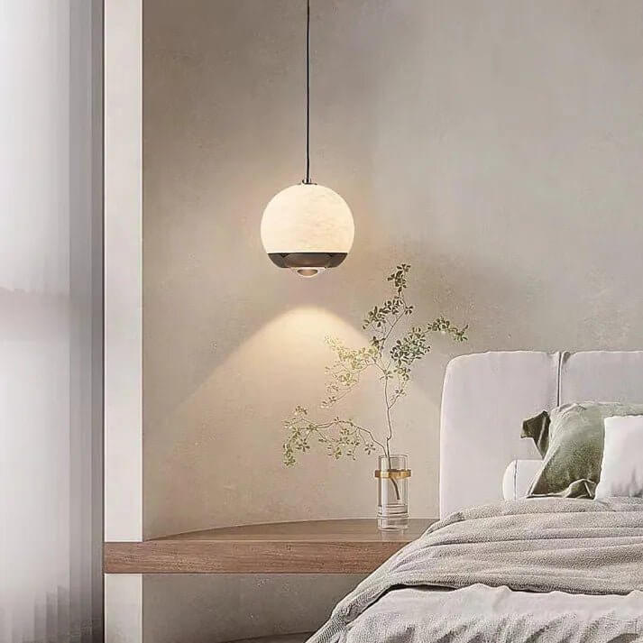 Hanglamp - Albast Glas Bol met Marmeren Voet