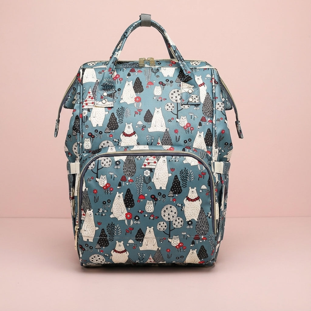 Achterkant van de Babyluxe luiertas met verstelbare schouderbanden. Comfortabele draagbare rugzak voor ouders.