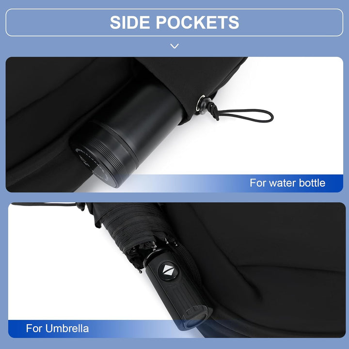 Veelzijdige zwarte reisrugzak, unisex, waterbestendig, ideaal voor reizen met laptop & georganiseerde spullen.
