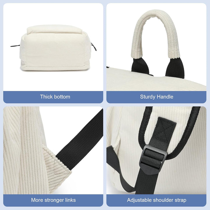 Unisex beige laptoprugzak, waterbestendig, lichtgewicht, perfect voor kantoor/studie met georganiseerde vakken.