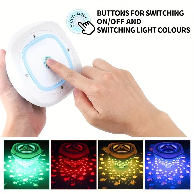 Betoverende Aqua Party Light™ met visvormige lichtprojecties voor magische bad- en zwembadervaring
