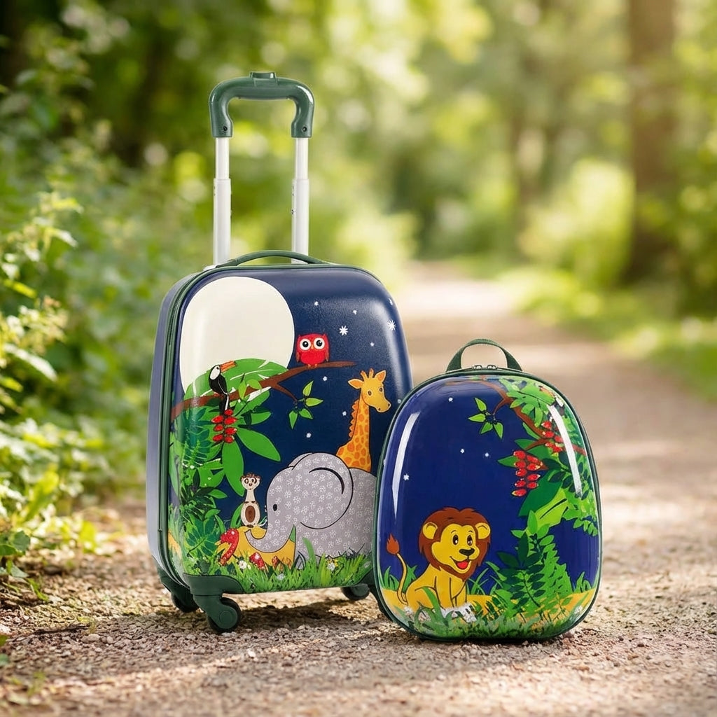 Bijpassende TinyTrek kinder trolley en rugzak set voor avontuurlijke reizen, perfect voor vakantie bagage.