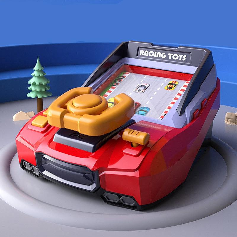 "Blauw-rode arcade kast, Racing Game™ speelgoed voor kinderen, race ervaring met autobediening en obstakelvermijding."