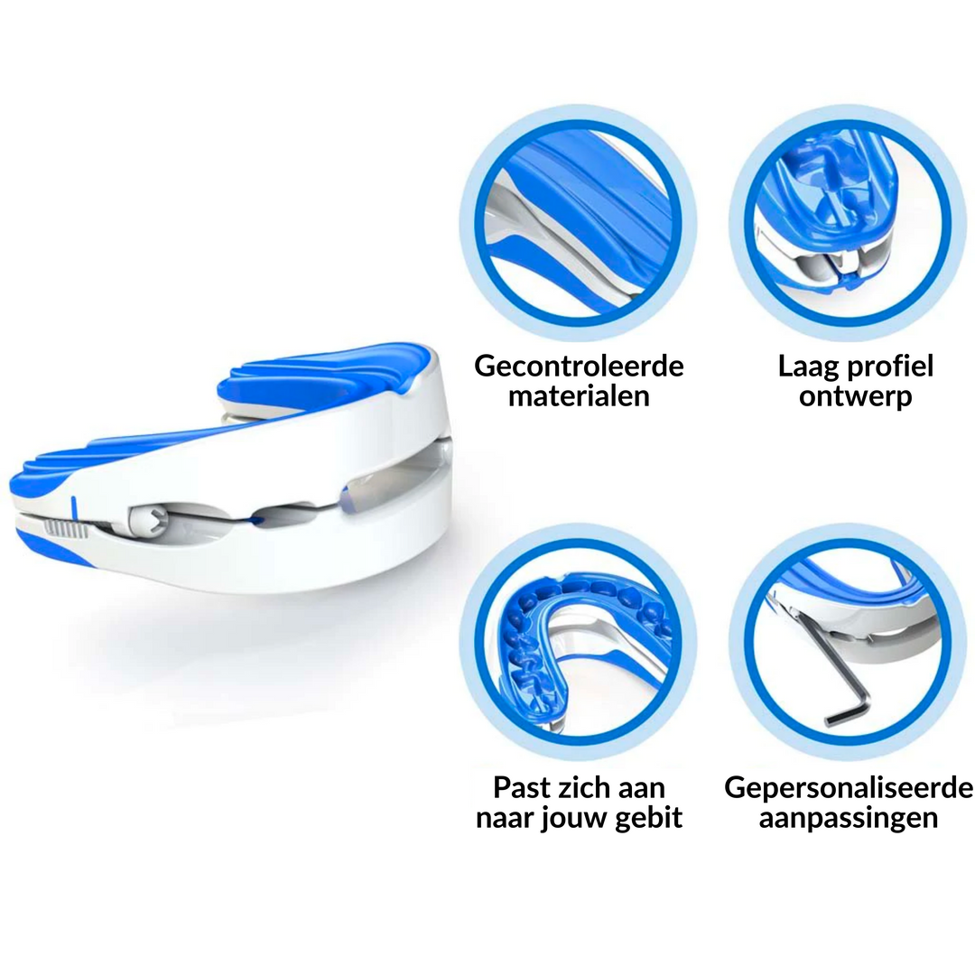 Anti-snurk oplossing: innovatief mondstuk voor een kalmere ademhaling en verbeterd slaapcomfort.