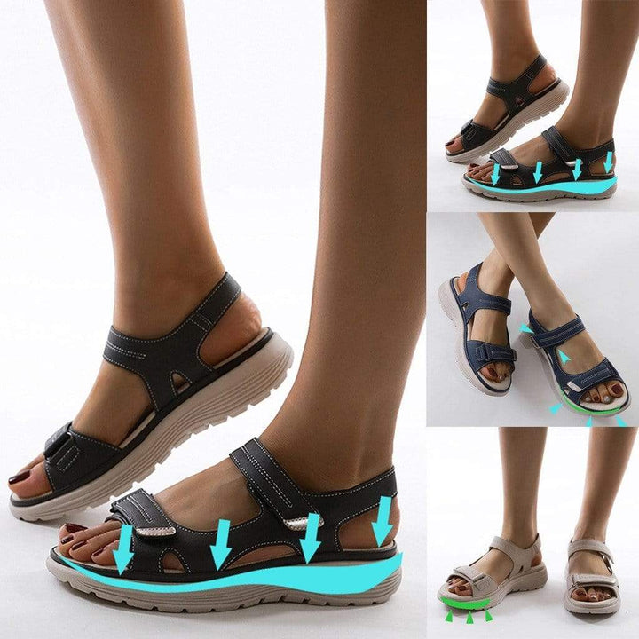 Zwarte dames sandalen Nally met dikke zool en open teen, ideaal voor casual zomerlooks.
