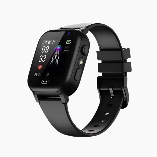 Blauwe kinder GPS smartwatch met camera en veilige tracker, ideaal voor communicatie en locatiebepaling voor kinderen.